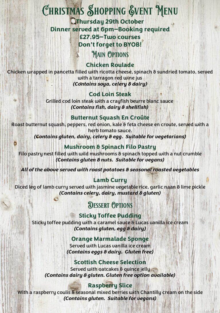 Christmas Shopping Event 2026 Menu
